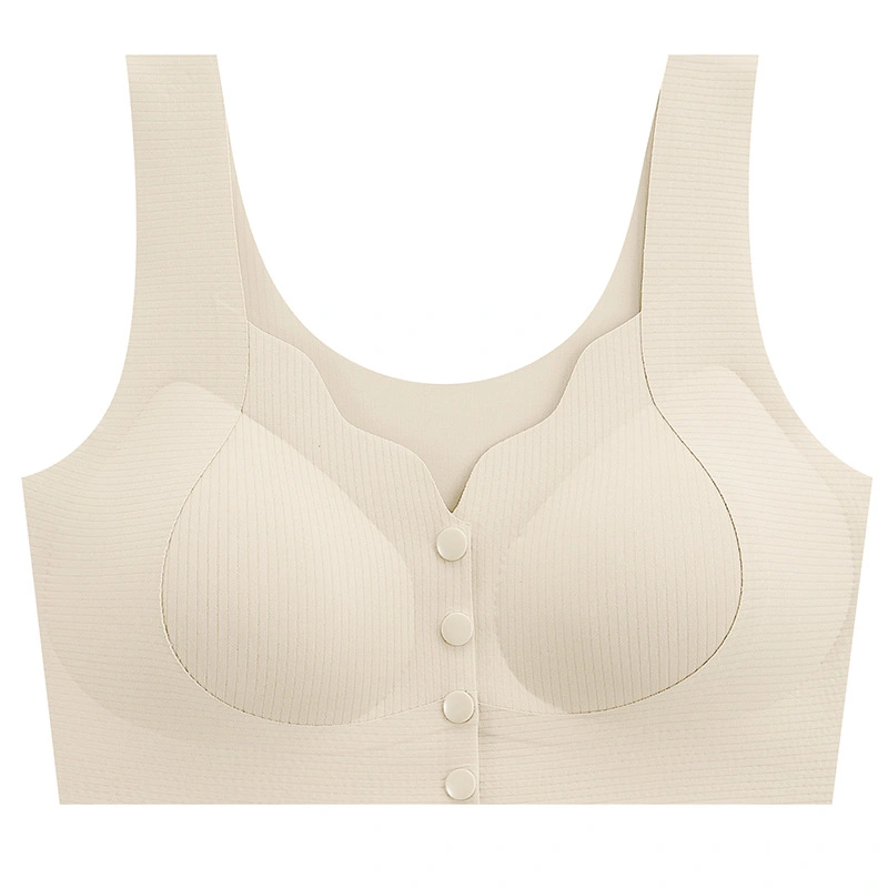 Womens Front Snap Bra Breathable V Neck Wireless Full Coverage Bras