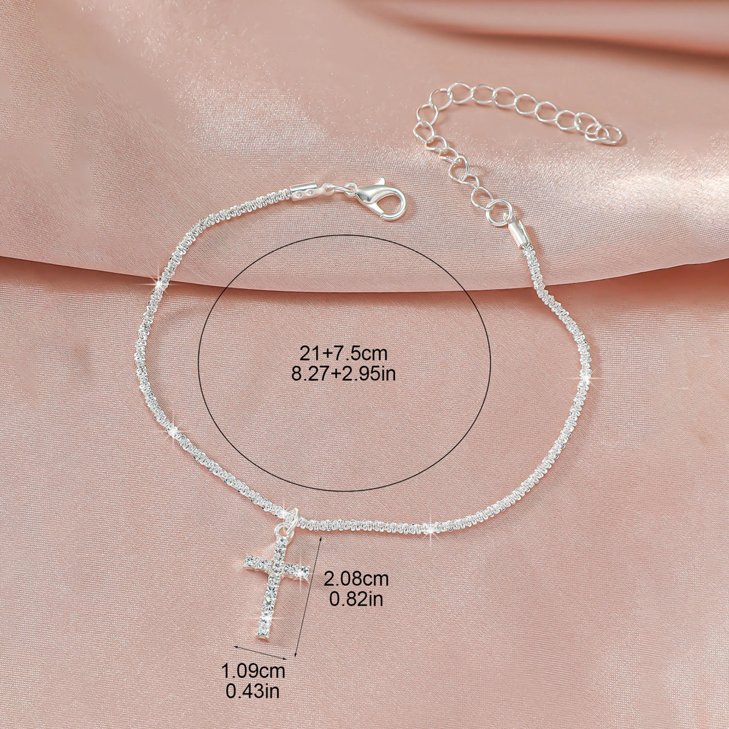 Ankle Bracelets for Women, 2Pcs Sparkle Anklets Set for Women