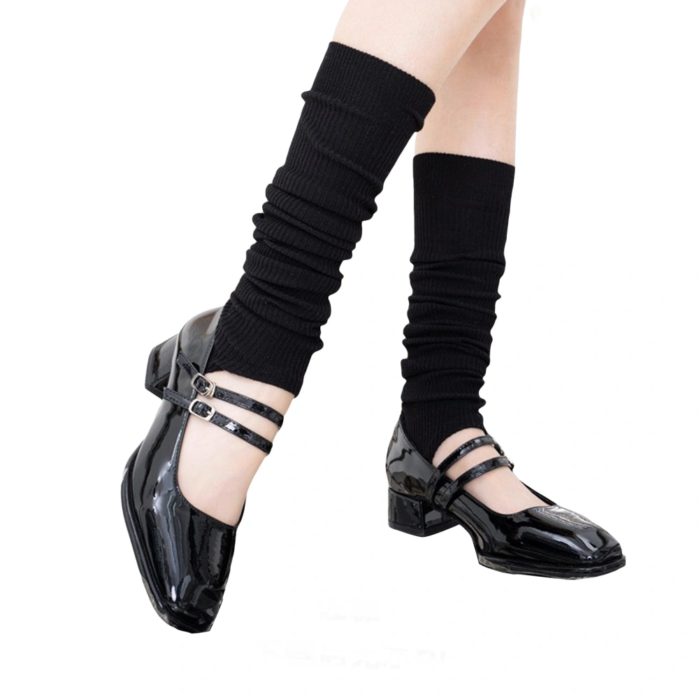 Women's Foot-operated Knee Socks Solid Color Ribbed Leg Warmers