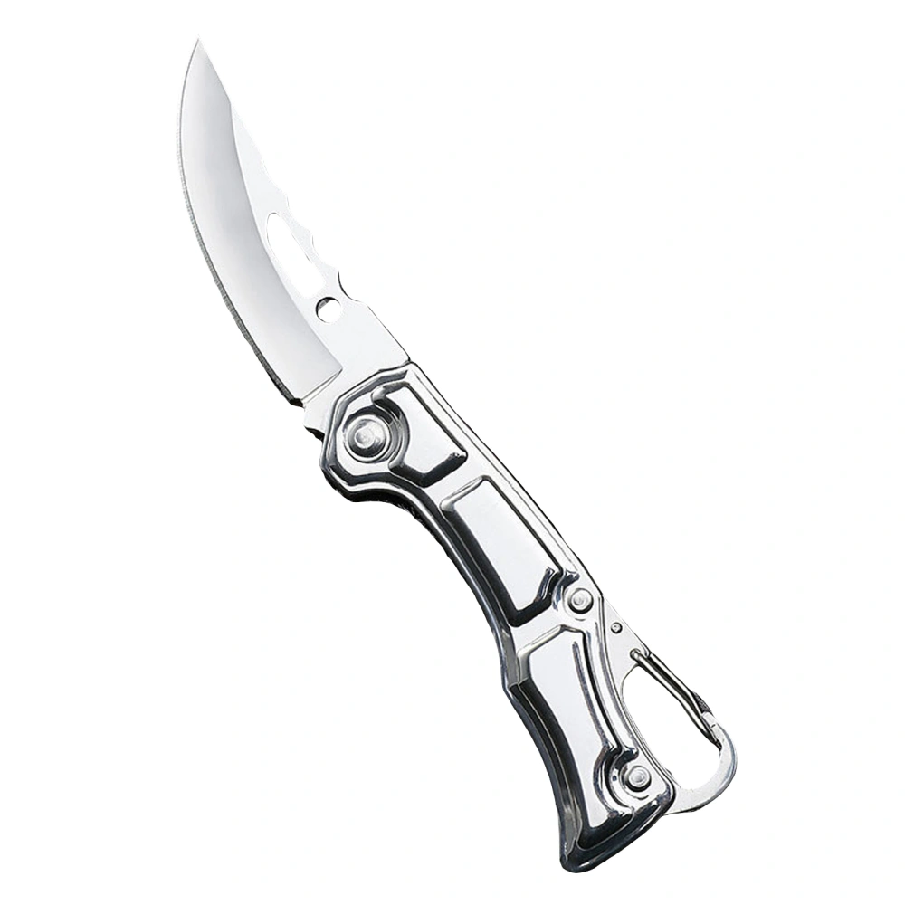 Pocket Knife, Stainless Steel Foldable Outdoor Tool with Carabiner