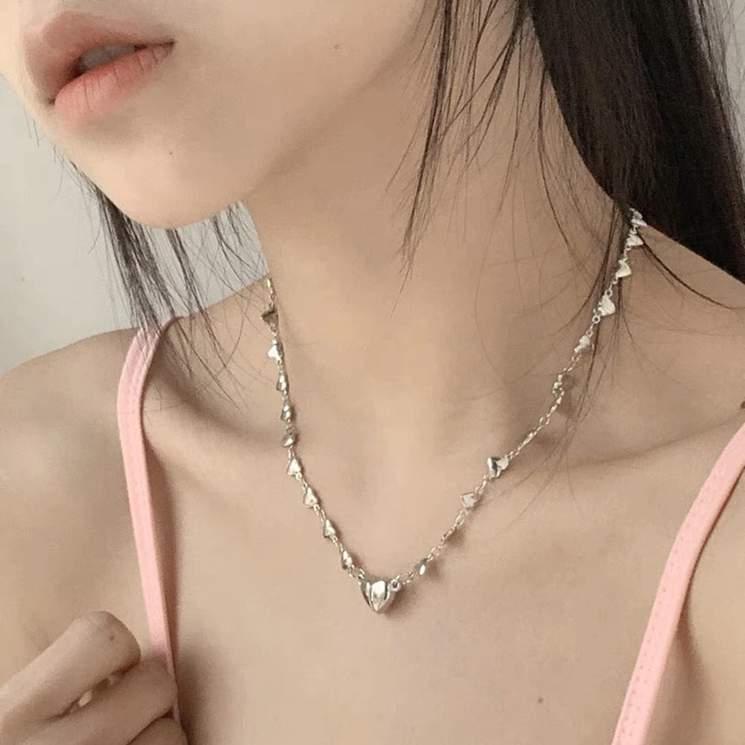 Dainty Heart Necklace Cute Heart Choker Necklace Summer Jewelry