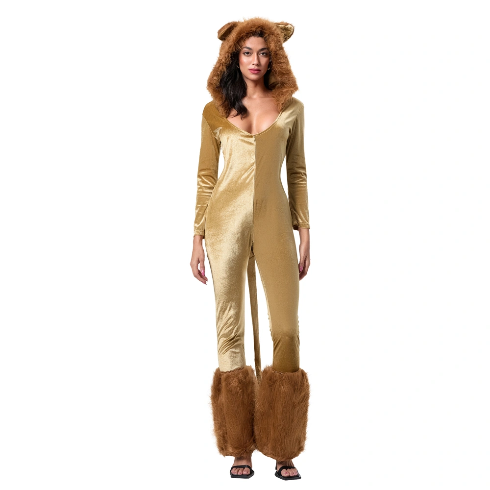 Halloween Lion Costume for Women Jungle Lion Jumpsuit Animal Costume