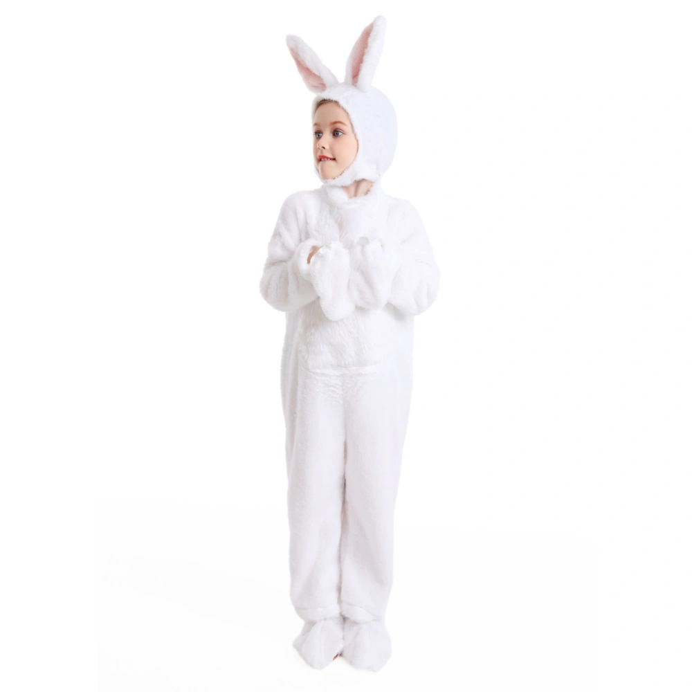 Girls Halloween Bunny Costume Long Sleeve Plush Romper with Hood