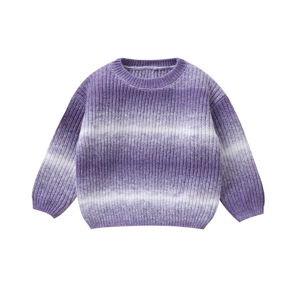 Toddler Sweaters Gradient Color Drop Shoulders Ribbed Knit Pullover