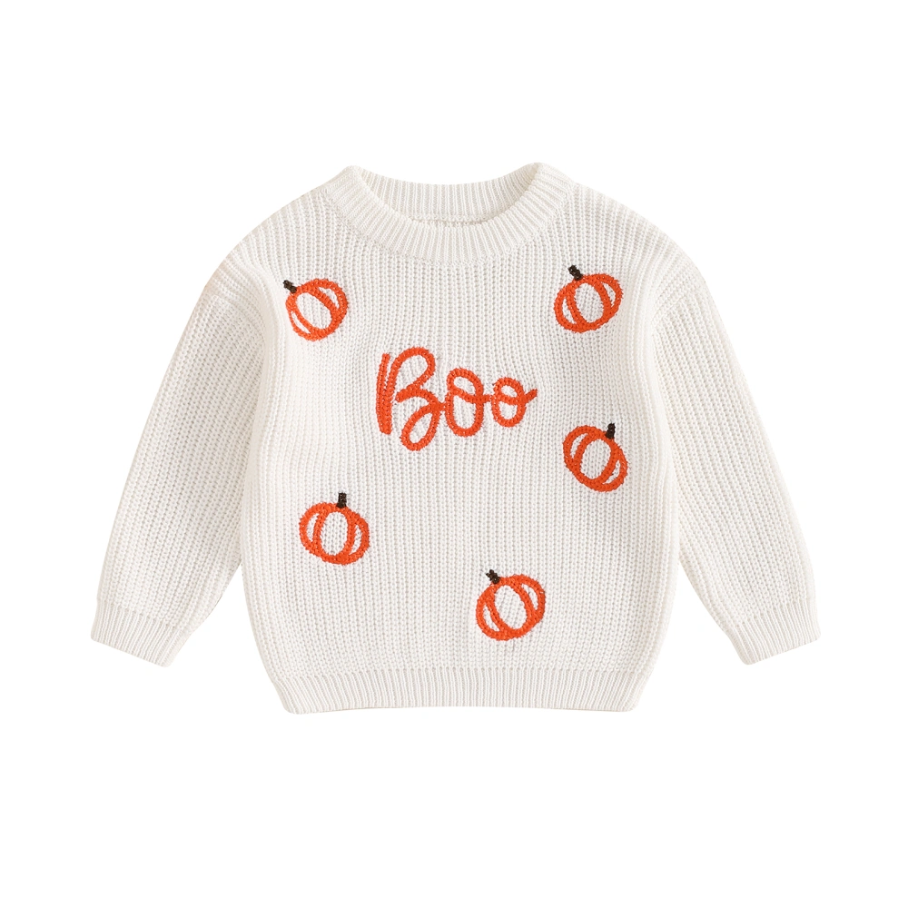 Baby Halloween Sweatshirt Long Sleeve Pumpkin Embroidery Fall Pullover