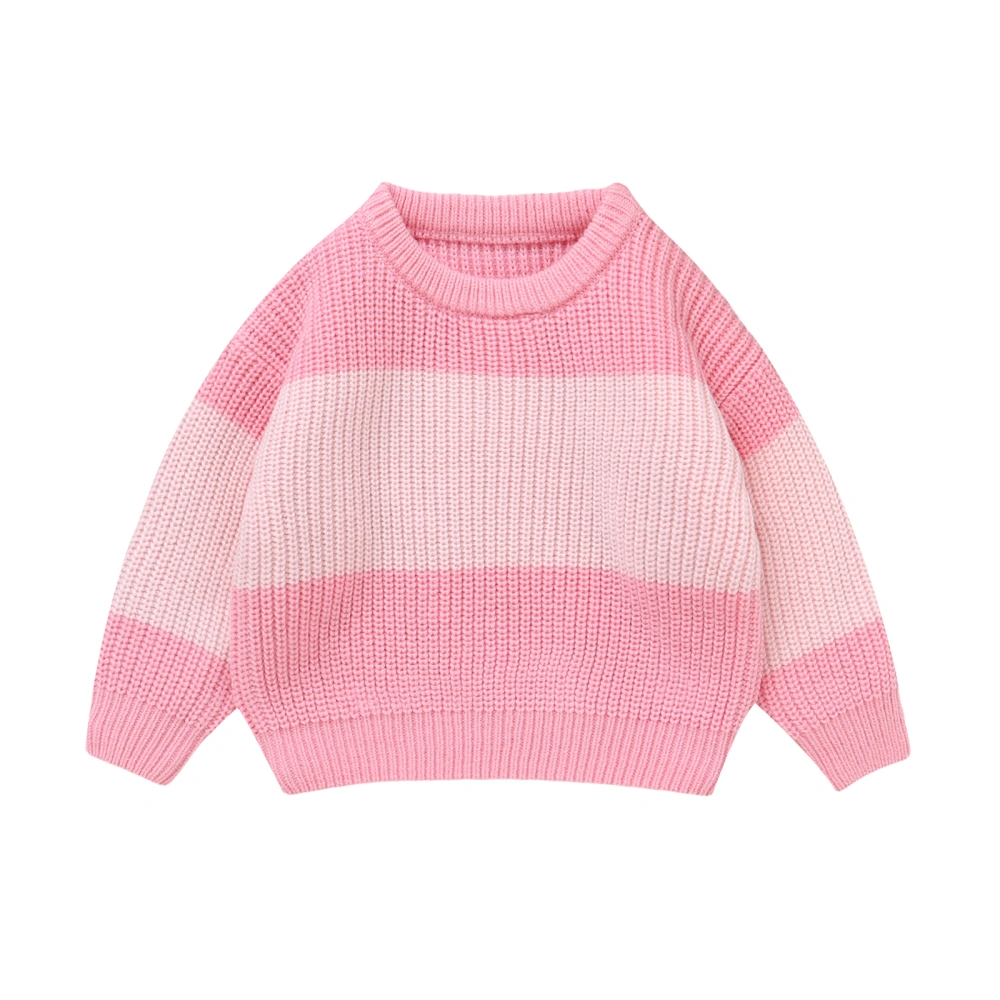 Baby Knit Sweaters Long Sleeve Striped Contrast Color Pullover