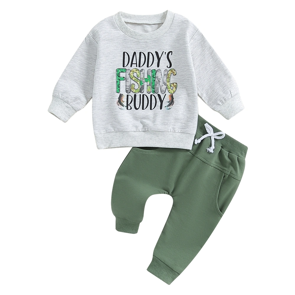 Kid Pants Set Letter Print Long Sleeve Sweatshirt Pocket Long Pants