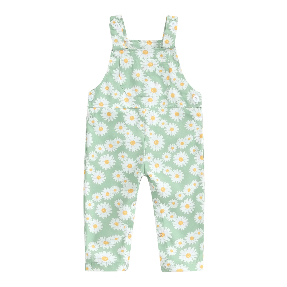 Baby Girl Summer Overalls Sleeveless Daisy Print Suspender Romper