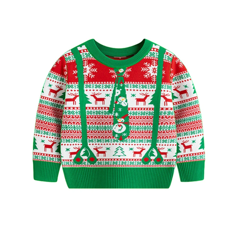 Kids Christmas Sweater, Long Sleeve Deer Snowman Warm Winter Sweater