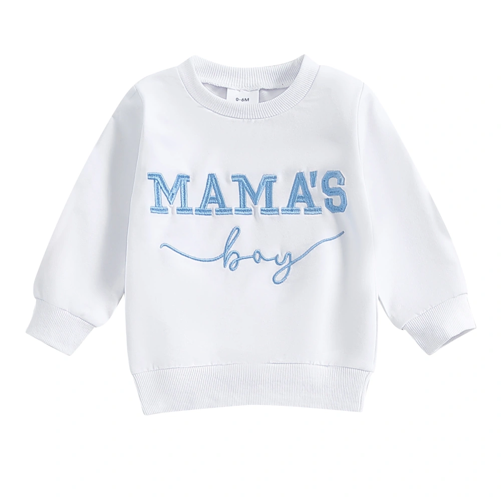 Toddler Boys Sweatshirts Letter Embroidered Crew Neck Pullovers