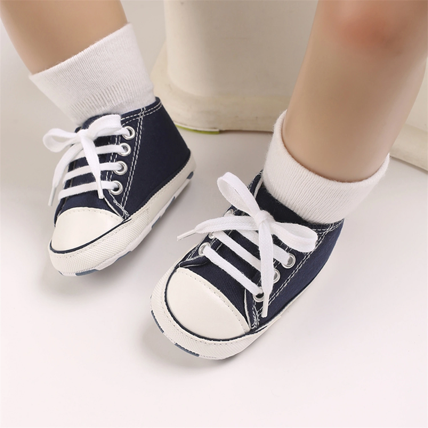 Baby Girl Boy High Top Shoes Solid Color Canvas First Walking Shoes