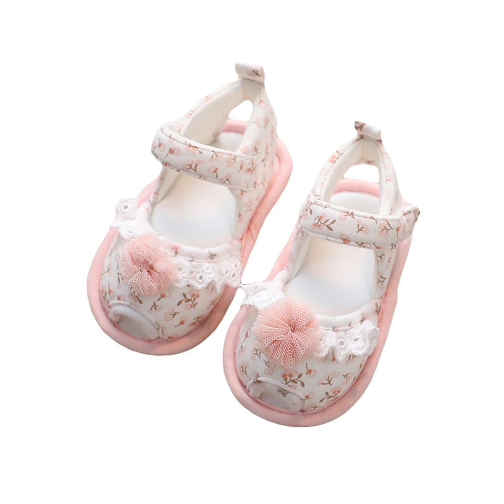 Baby Girl Sandals Ruffle Trim Floral Print Anti-Slip Walking Shoes