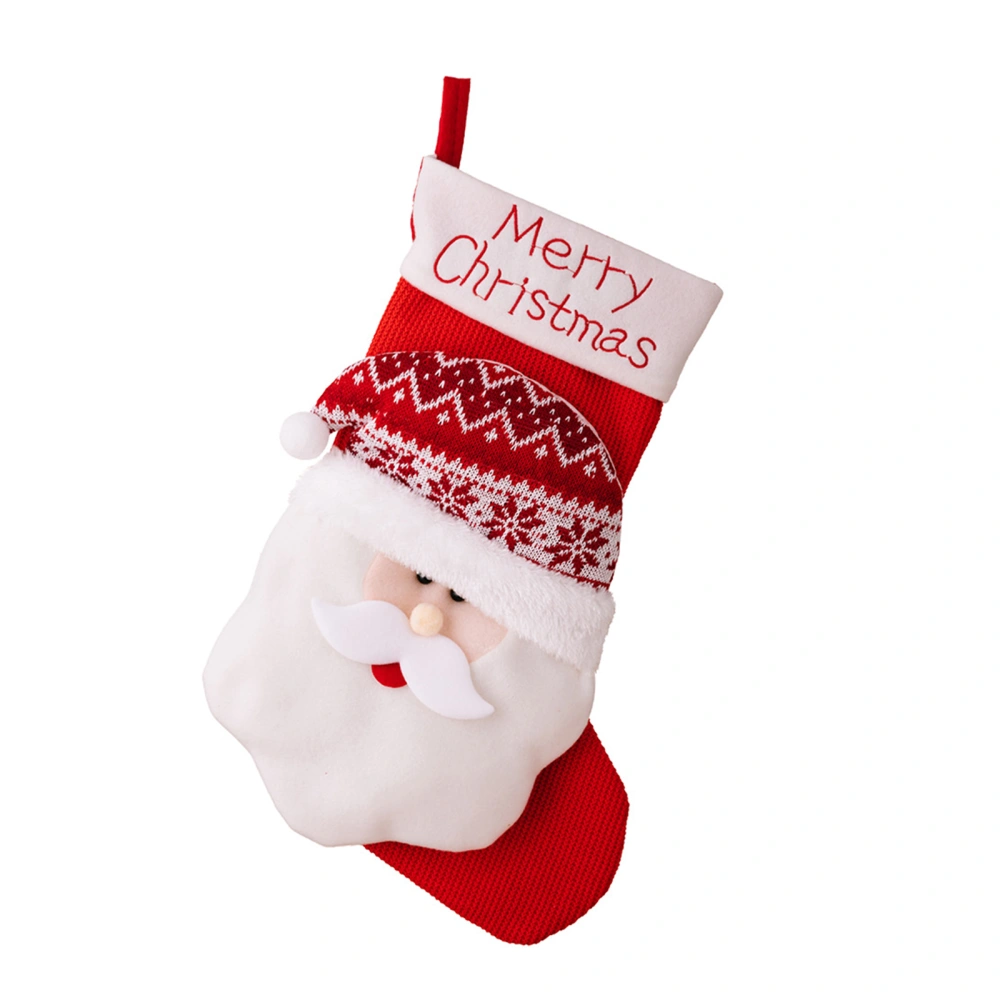 Christmas Knit Hanging Stockings Santa Clasu/Snowman Present Bag