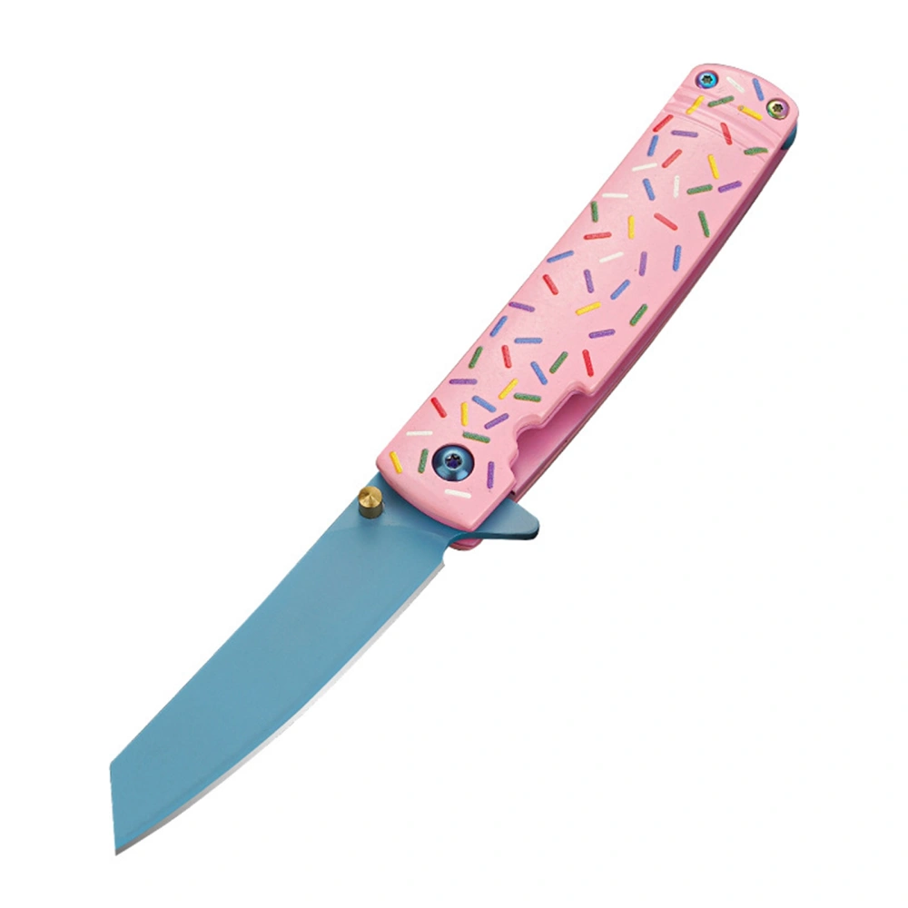 Small Pocket Knife Stainless Steel Folding Knife Doughnut Print Knife