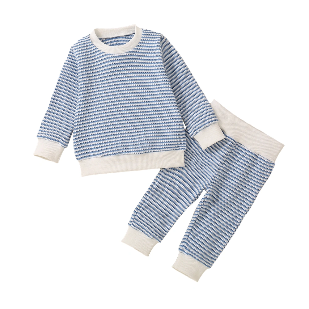 Toddler Boys Fall Outfits Waffle Stripe Sweatshirts Long Pants