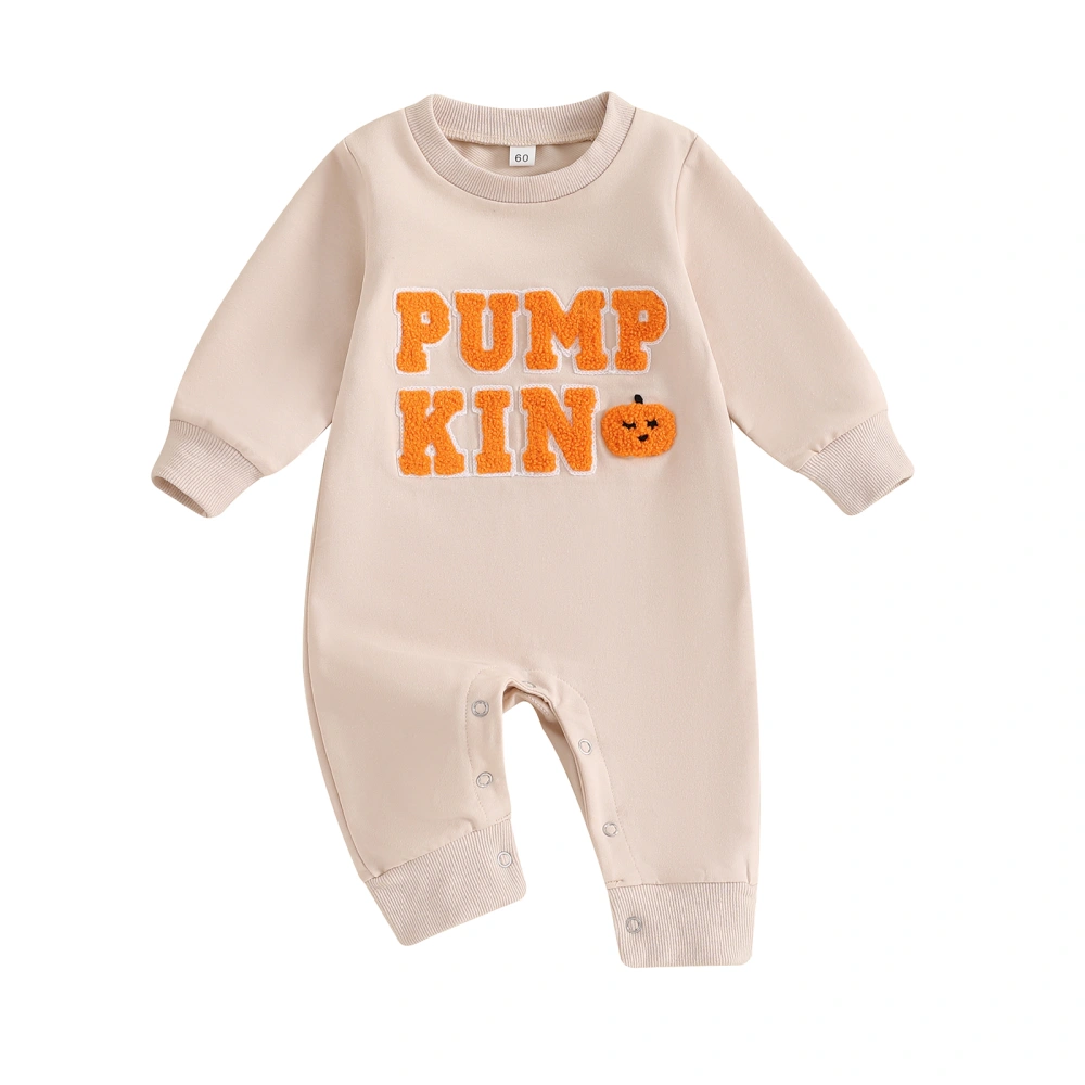 Baby Sweatshirt Romper Halloween Pumpkin Letter Embroidery Jumpsuit