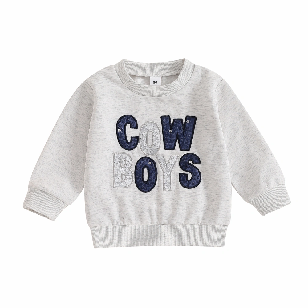 Kids Boys Sweatshirt, Long Sleeve Embroidery Letters Sequined Pullover