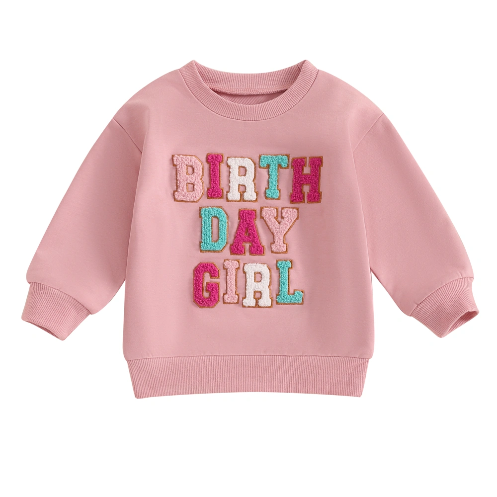 Little Girls Sweatshirt Letter Embroidered Long Sleeve Pullover Tops