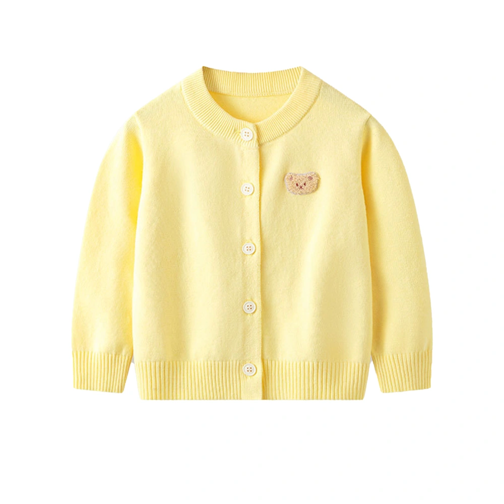 Girls Knit Sweater Long Sleeve Bear Embroidery Button Up Cardigan