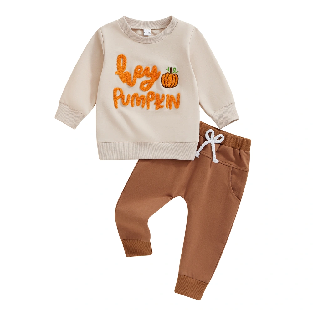 Toddler Boys Halloween Outfits Letter Embroidered Sweatshirts Pants