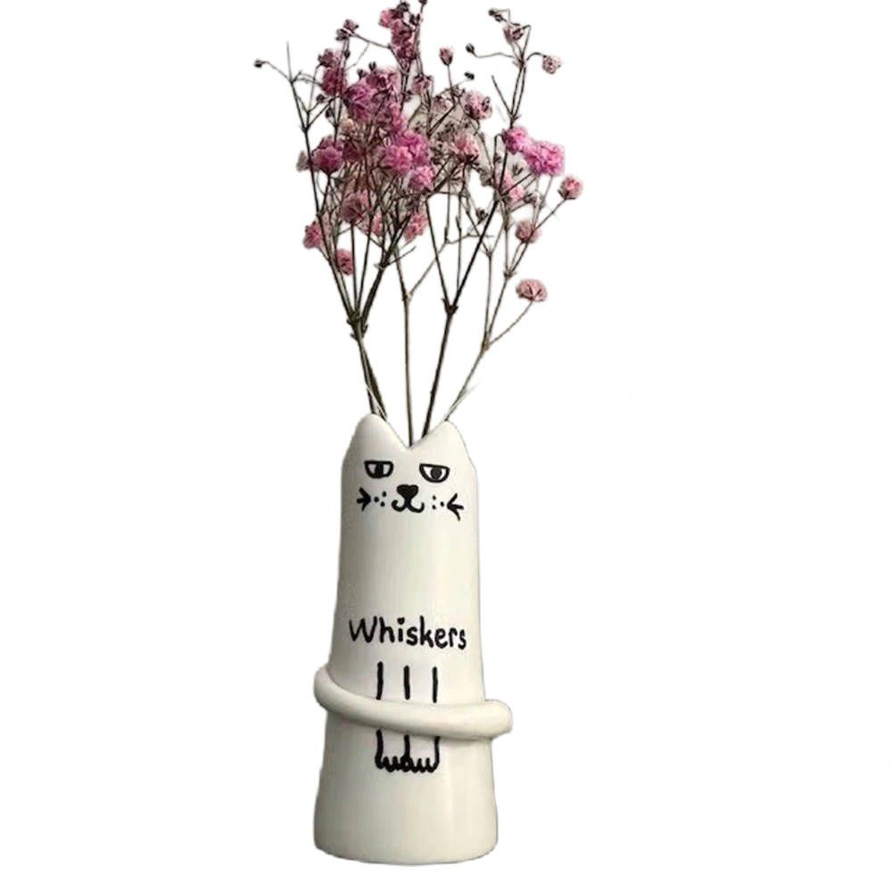 Cat Vase White Flower Vase Tiny Resin Sculpture Table Centerpiece