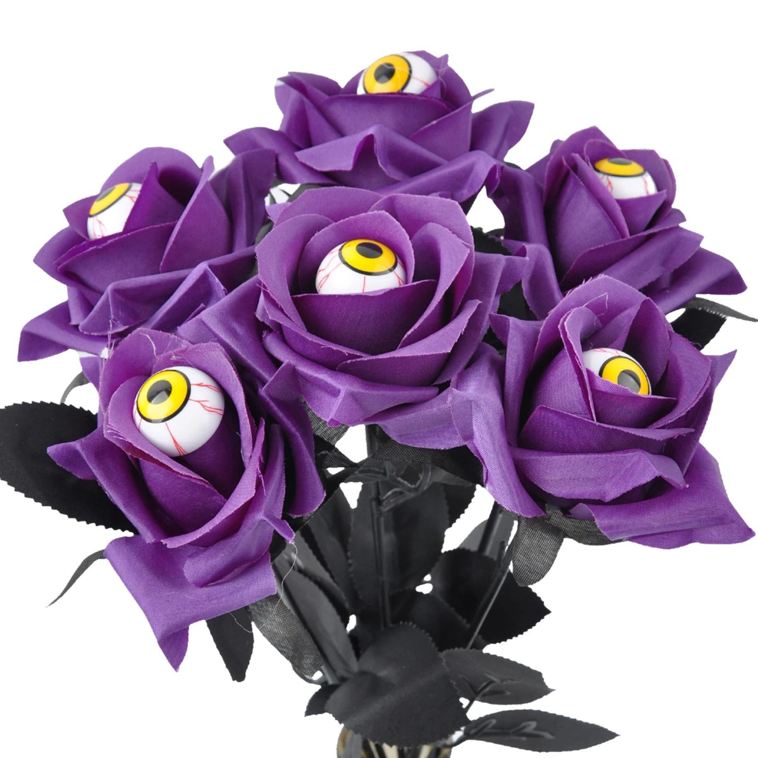 Artificial Flower Halloween Picks Fake Rose Stems with Eyeballs