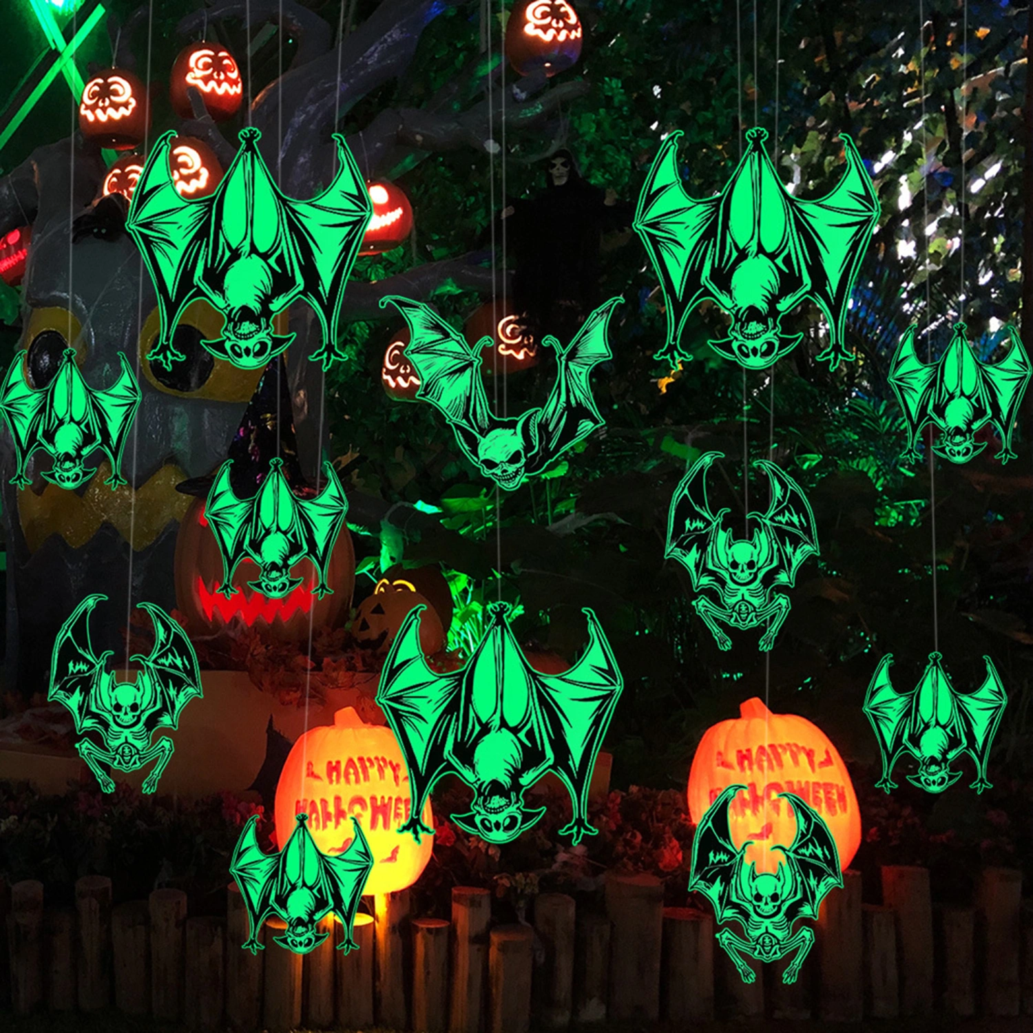 Glow in The Dark Bats Wall Decor Halloween Window Stickers Decor