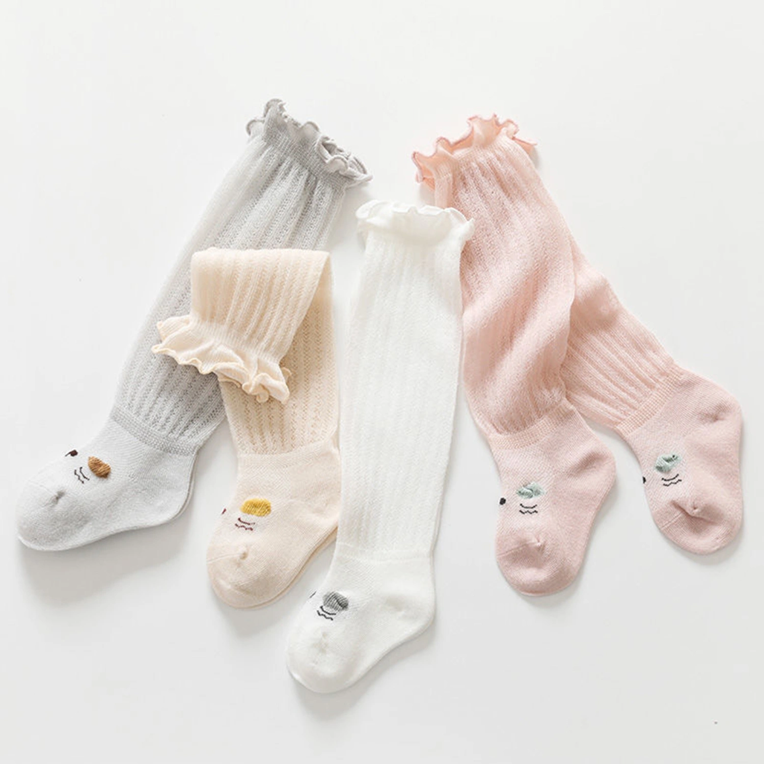 Baby Socks for Girls and Boys Cartoon Embroidery Thigh-High Socks