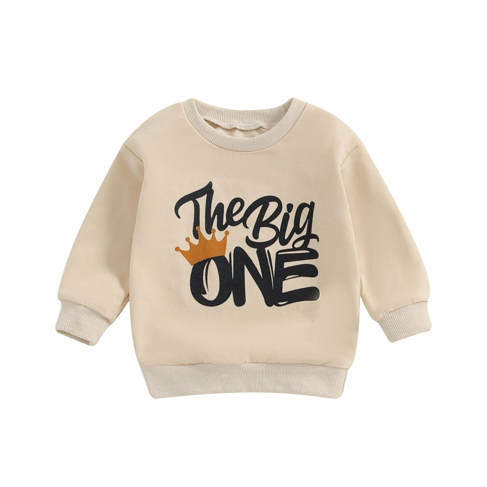 Boy 1st Birthday Sweatshirt Crown & Letter Print Long Sleeve Pullover