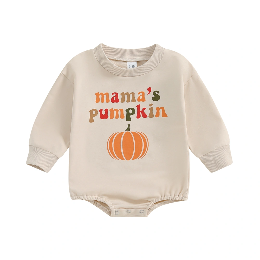 Baby Halloween Romper Pumpkin Letter Print Long Sleeve Jumpsuit 