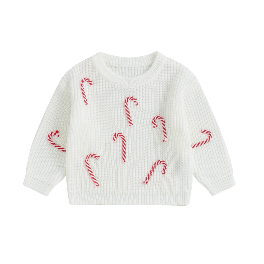 Newborn Girl Christmas Sweater Casual Candy Cane Warm Knitted Pullover