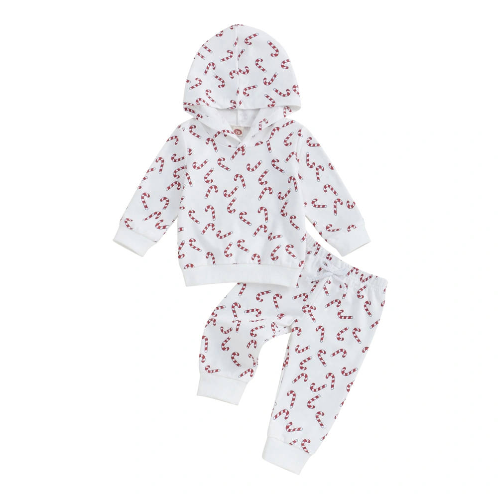 Toddler Christmas Outfits Candy Cane Long Sleeve Hood Sweatshirt Pants