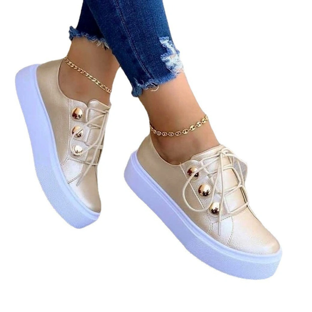 Women's Low Top Sneakers Fashion Thin Strap Leather Walking Shoes