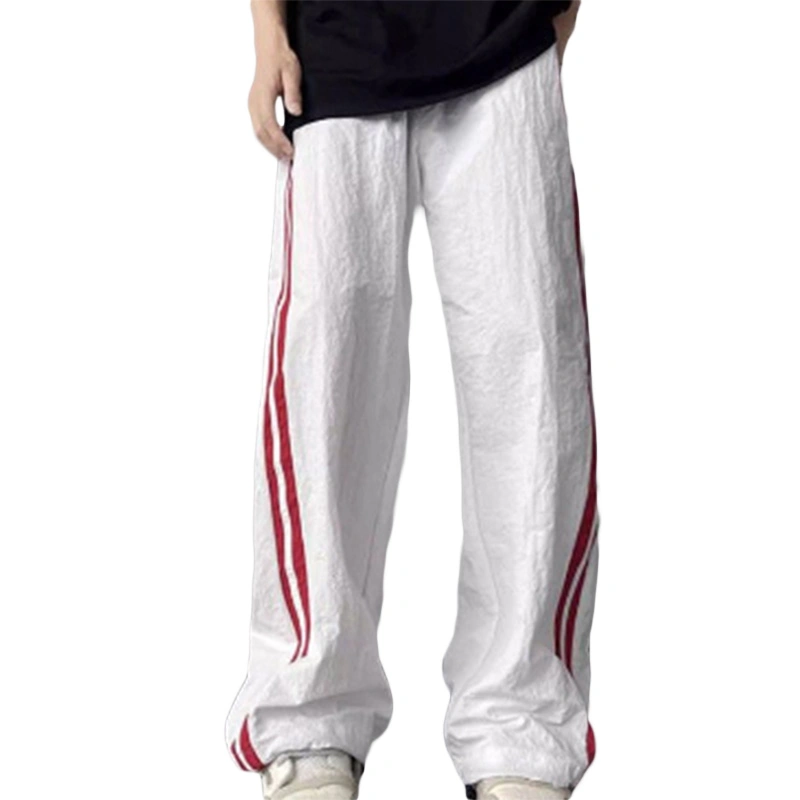 Women Baggy Pants Elastic Waistband Loose Wide Leg Striped Pants