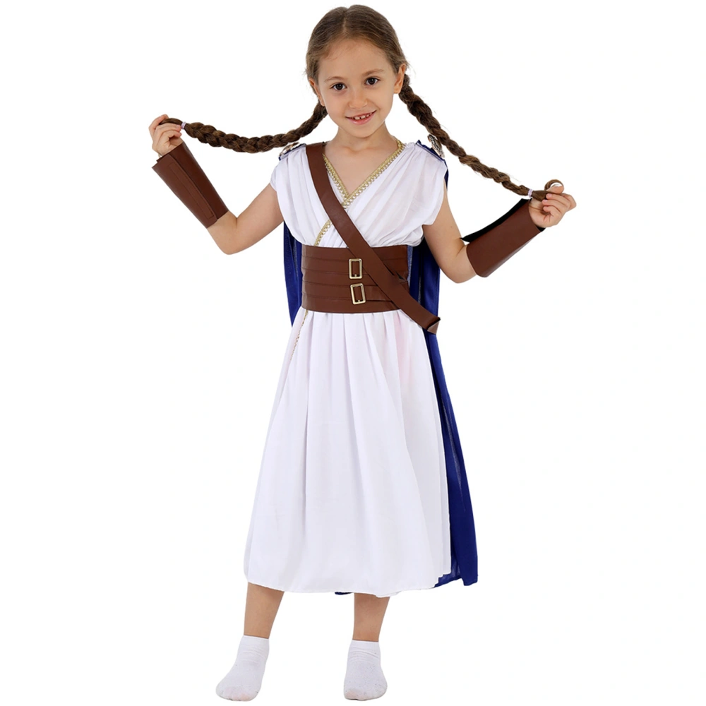 Girls Halloween Costume Greek Goddess Dress and Cape Belt Wrist Guards