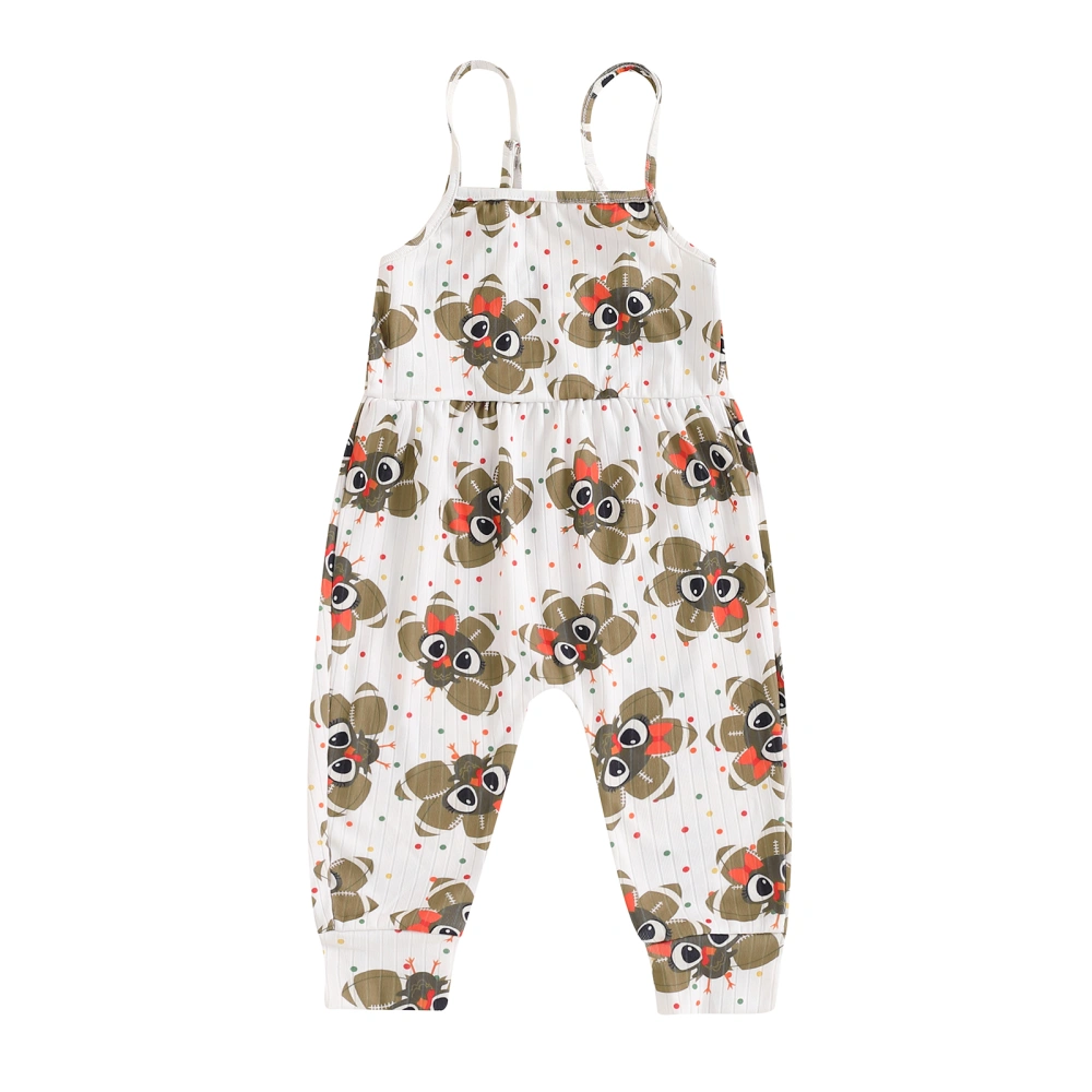 Baby Girl Thanksgiving Romper Overalls Casual Turkey Print Jumpsuit