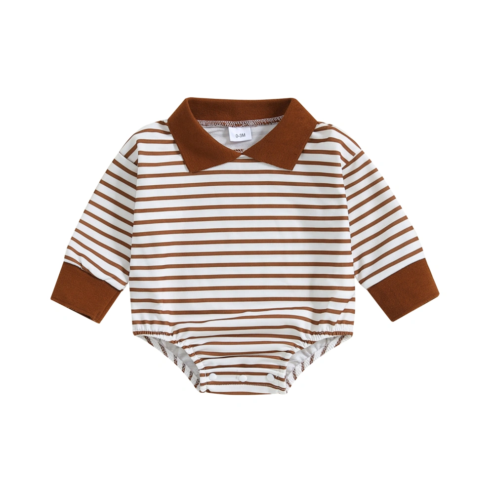 Baby Autumn Jumpsuit Long Sleeve Turn Down Collar Striped Romper