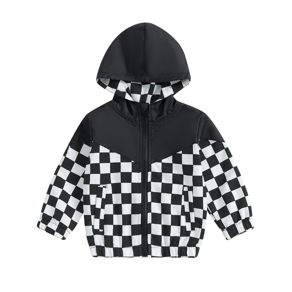 Toddler Girls Boys Hoodies Jacket Checkerboard Fall Outerwear