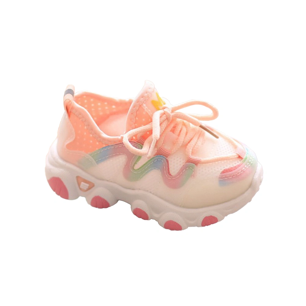 Girls Sneakers, Breathable Mesh Non-slip Contrast Color Tie-up Shoes