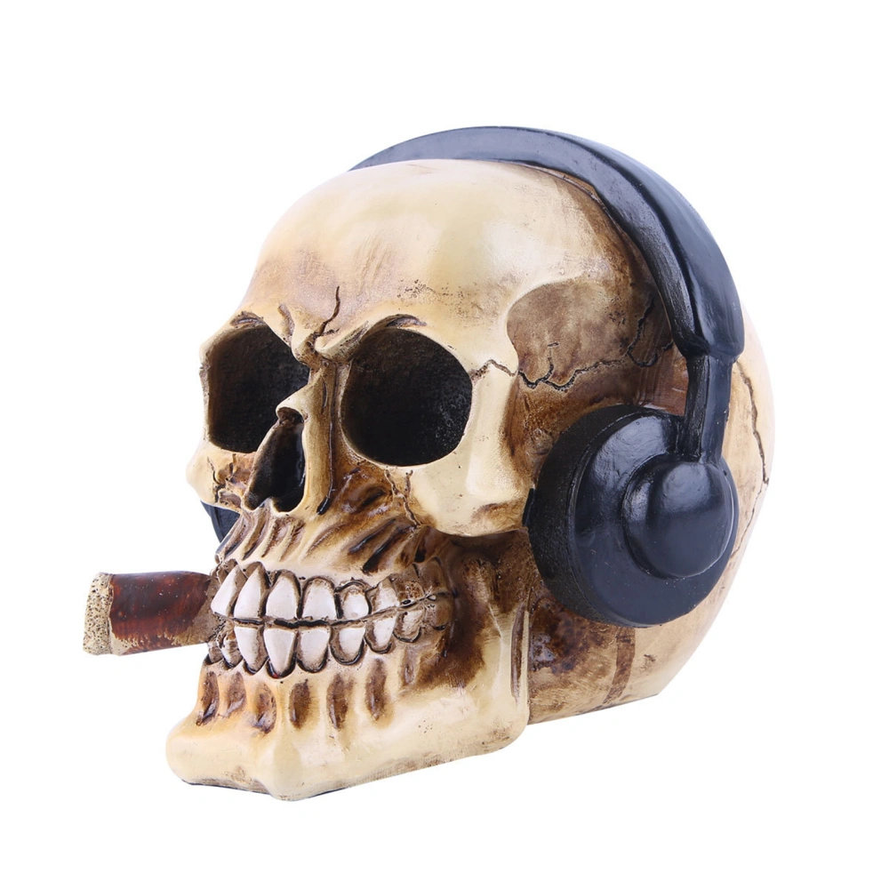 Halloween Table Decorations Skulls with Headphones Resin Statue