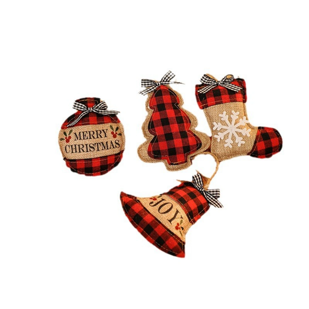 4PCS Christmas Tree Hanging Ornaments Set Socks Bells Ball Decorations