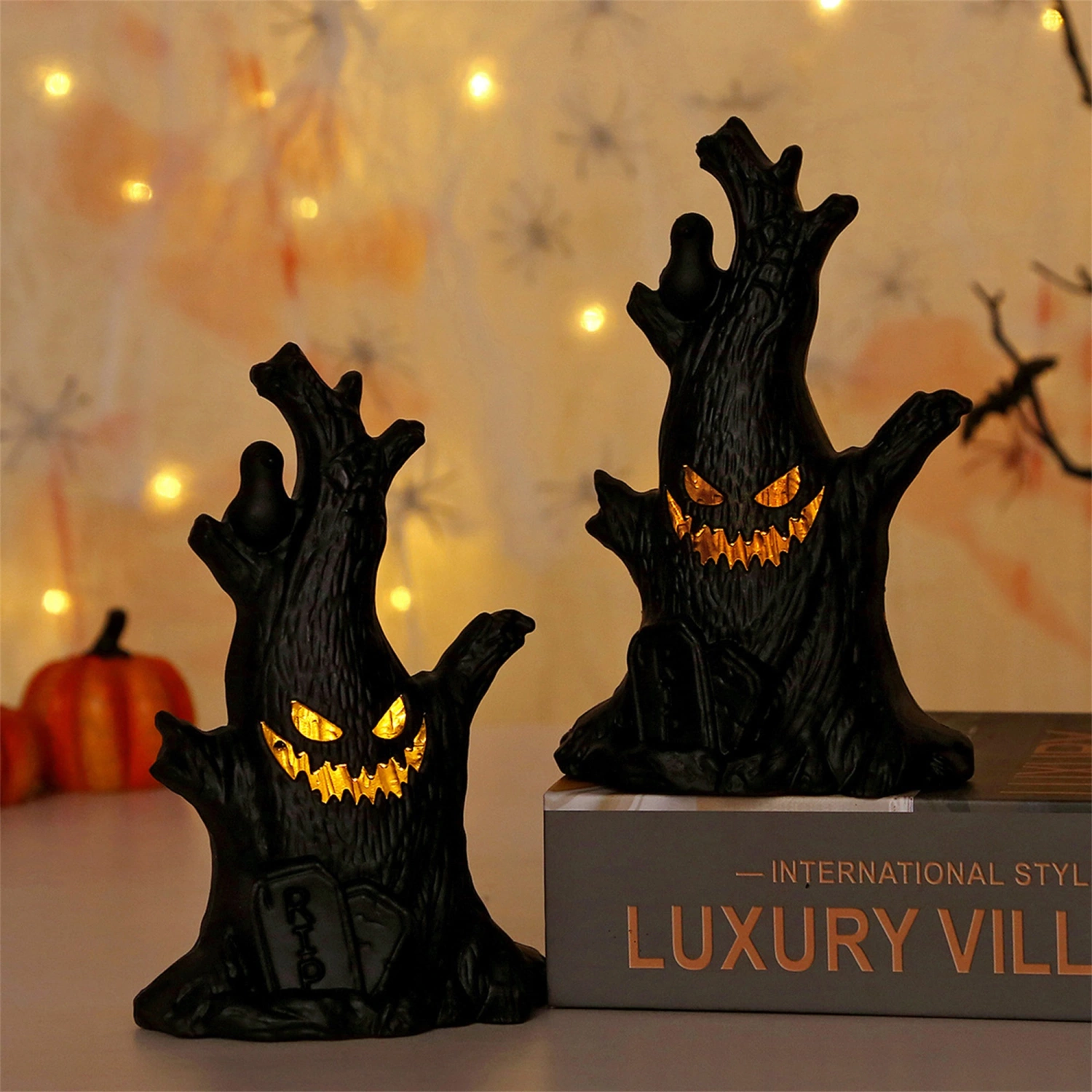 Halloween LED Candles Pumpkin Ghost Stump Light for Halloween Decor