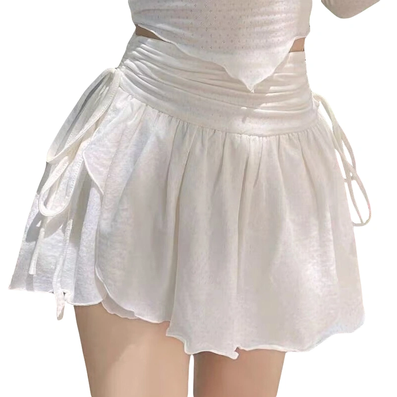 Women Skorts, High Waist Drawstring Irregular Solid Summer Shorts