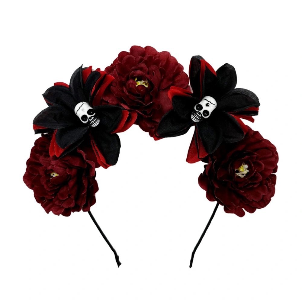 Halloween Headband Day of the Dead Flower Crown Skull Headpiece