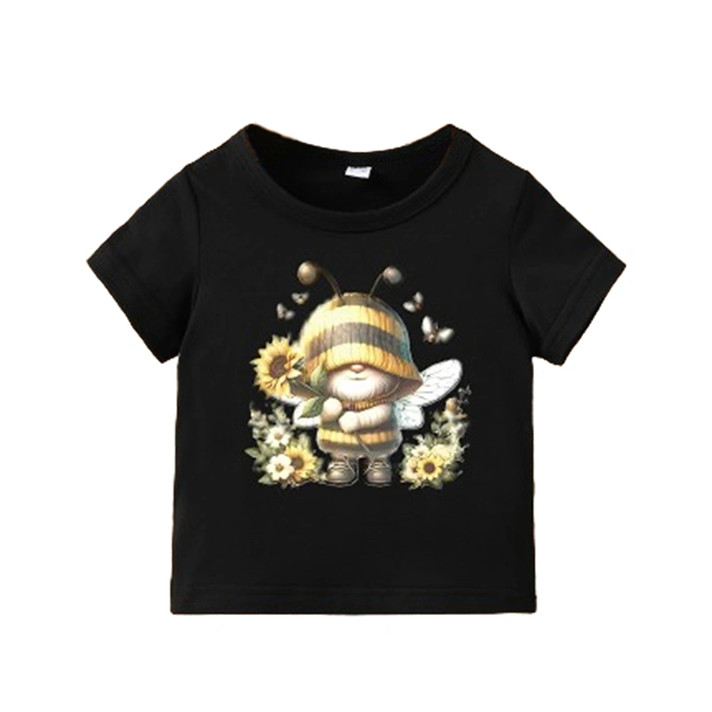 Toddler Girls T-Shirts Cartoon Print Crew Neck Short Sleeve Shirts