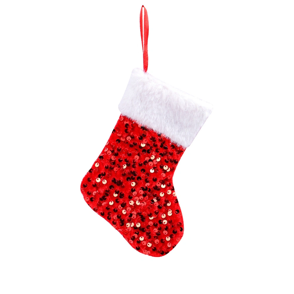 Christmas Stockings Present Bag Shiny Sequins Hanging Candy Bag Socks 