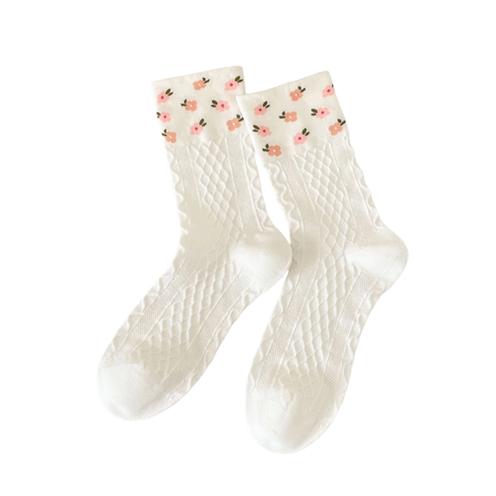 Women’s Floral Crew Socks Soft Breathable Cotton Socks Ruffle Socks