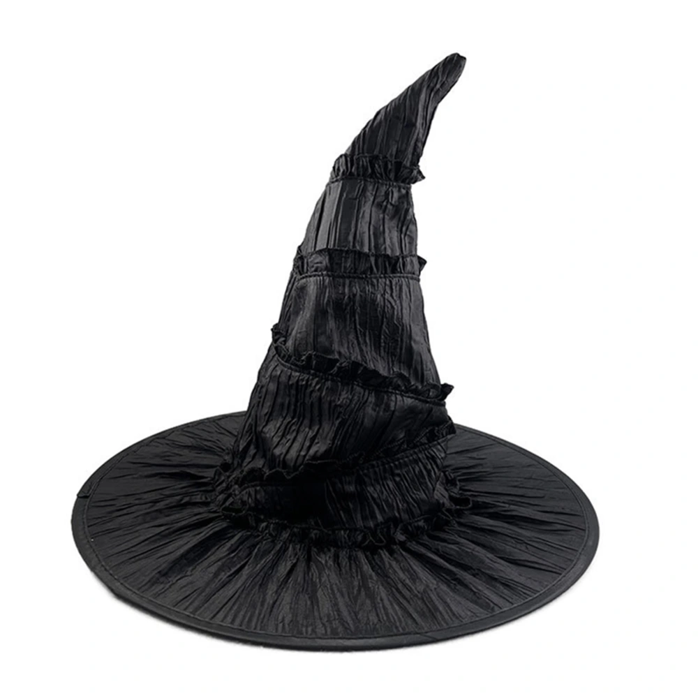 Halloween Witch Hats Ruched Ruffle Trim Witch Personality Pointed Cap