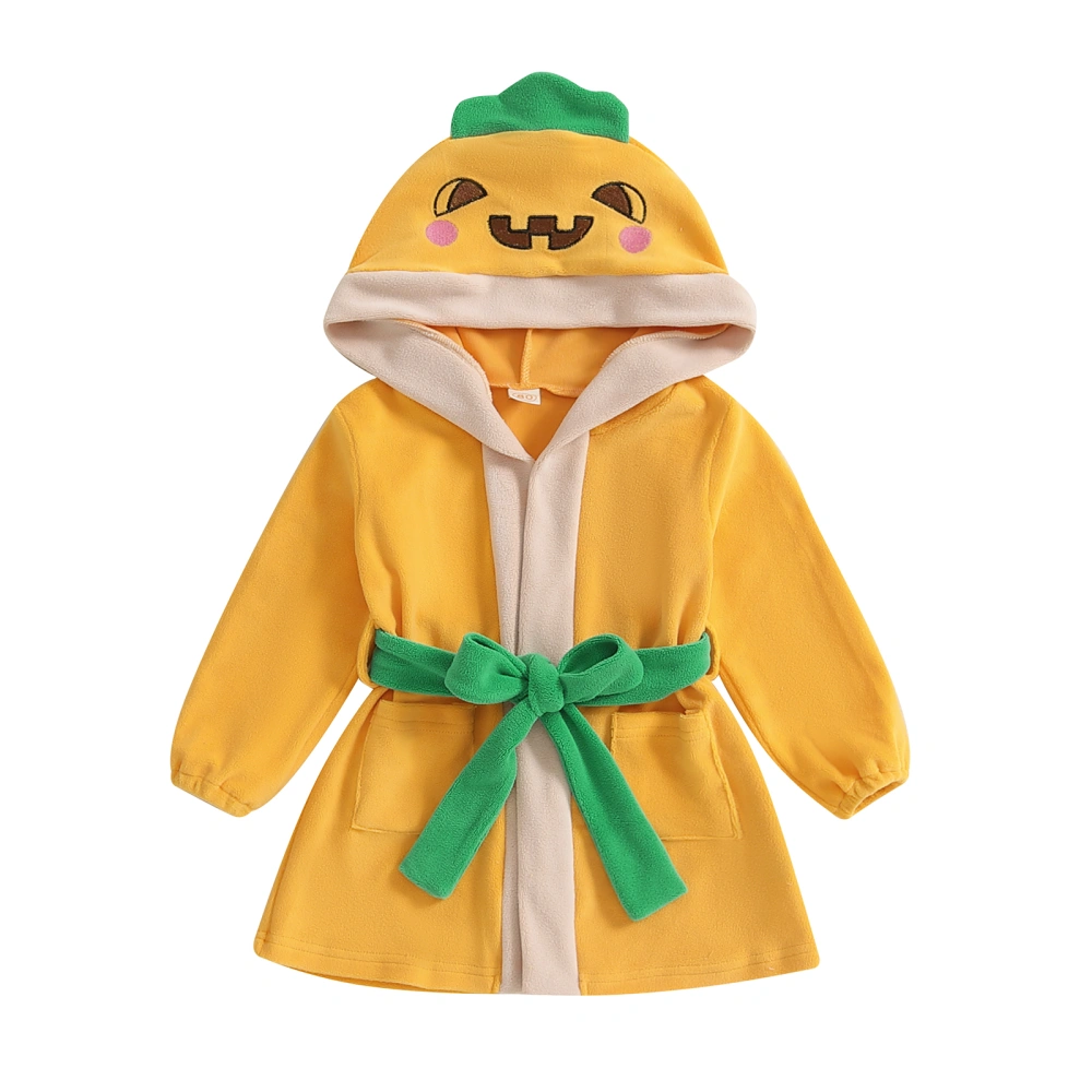 Boy Girl Halloween Bathrobe Plush Long Sleeve Hooded Robe with Belt