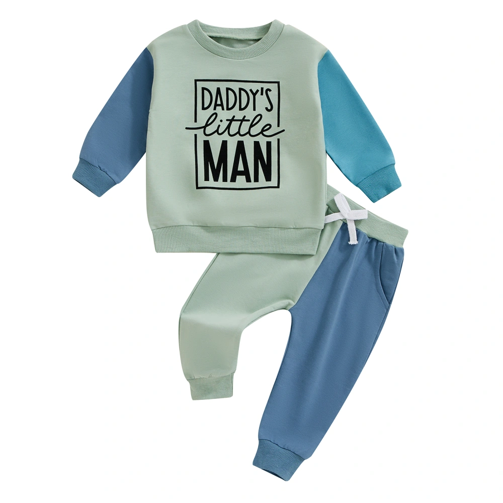 Baby Boy Fall Outfit, Contrast Color Sweatshirt Elastic Waist Pants